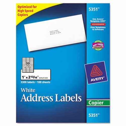 Avery Self-Adhesive Address Labels for Copiers, 3,300 Sheets per Box (AVE5351)