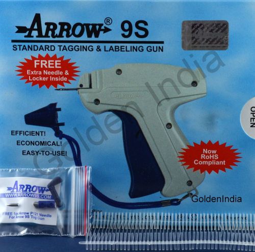 Arrow 9S Price Tag Gun 1 Extra Needle 1000 1&#034; Barbs Clothing Tagging Attacher