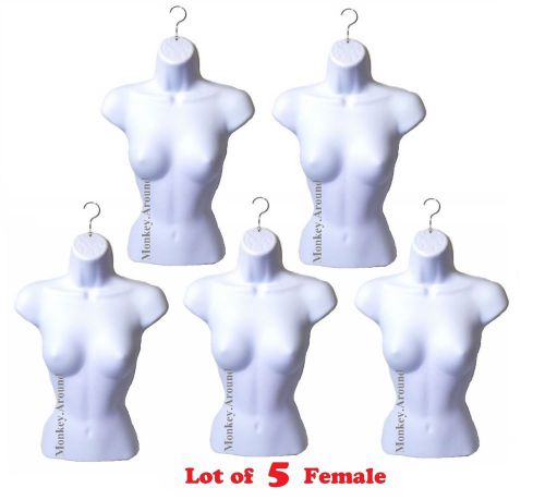 Lot 5 white female mannequin women display torso dress half form clothing new for sale