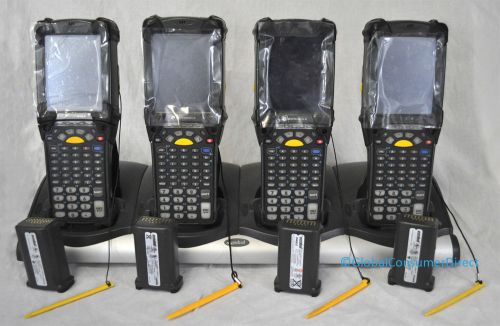 LOT OF 4 x Motorola SYMBOL MC9090-K MC9090K 1D Barcode Scanner +4-SLOT CRADLE