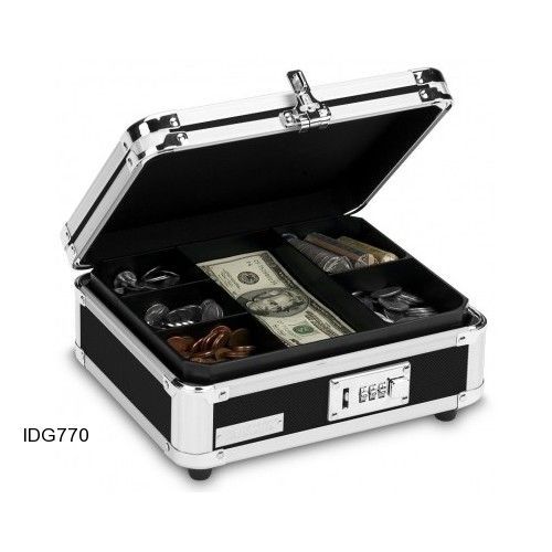 Locking cash box security black safe insert tray bills coins money key cash for sale