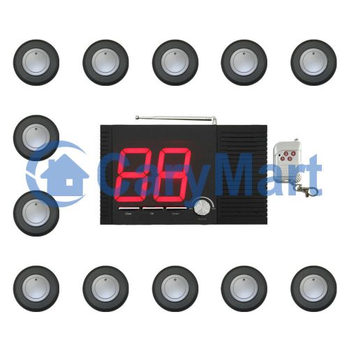 99-Channel LED Display Wireless Calling System With 12 Calling Buttons(1 Button)