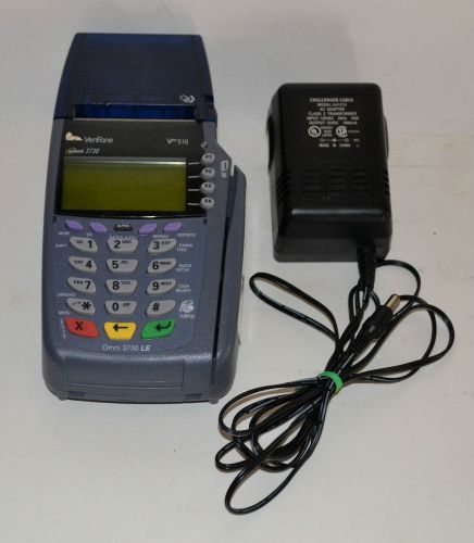Verifone vx510 omni 3730le credit card terminal machine, ac adapter, phone cord for sale