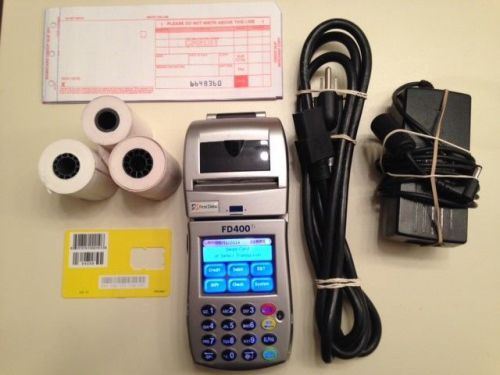 First data fd 400ti wireless terminal with cables / paper- excellent condition for sale