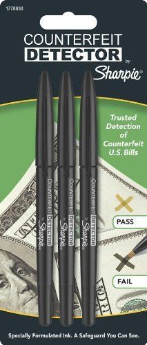 Counterfeit Bill Detector Pens Three Pack Markers U.S. Currency Highly Effective