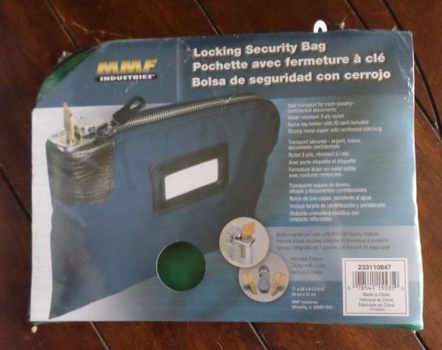Brand New MMF Industries Locking Security Bag ~11&#034; W x 8-1/2&#034; H~ Green