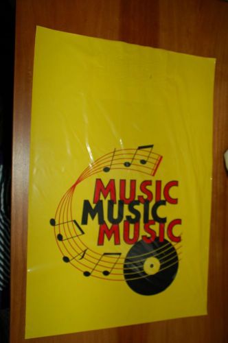 25 Yellow Music Store Record Show Plastic Retail Shopping Bags 14x20