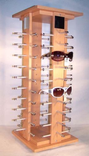 WOOD 40 PAIR SUNGLASSES SPINNING DISPLAY RACK counter glasses holder stand