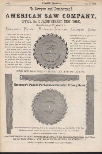1869 american long circular sawmill architect build blade wood  farm ad for sale