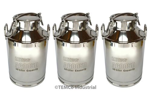 3x TEMCo 40 Liter 10.5 Gallon Stainless Steel Milk Can Wine Pail Bucket Tote Jug