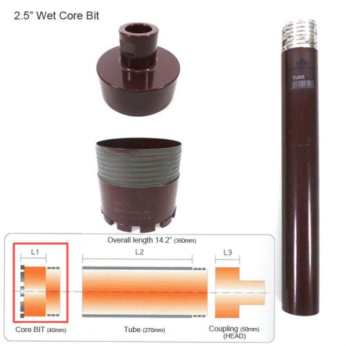 2.5&#034; wet diamond core drill bit premium arix segment 2 1/2inch 65mm core bit set for sale