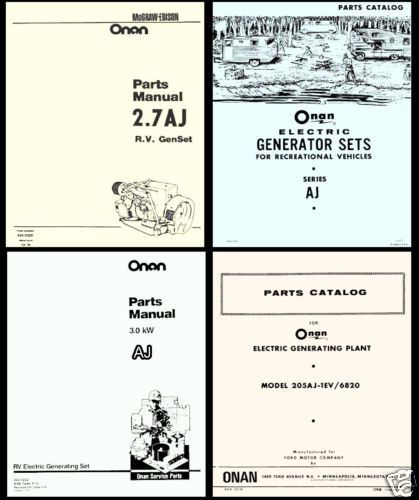 Onan aj generator genset rv parts manual -33- manuals for sale