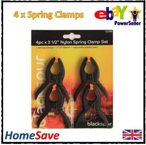 4 x nylon spring clamp set clip 3 1/2&#034; easy grip market stall work building for sale