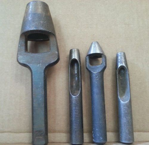VINTAGE LEATHER PUNCHES (4) – ROUND HOLE – 1&#034; ,  1/4&#034; , 7/16&#034; , 13mm.