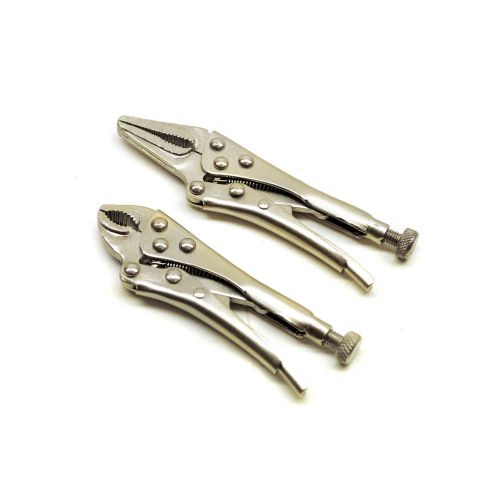 New 2 pc small tiny mini locking pliers set vise jaws tight grip modeling hobby for sale