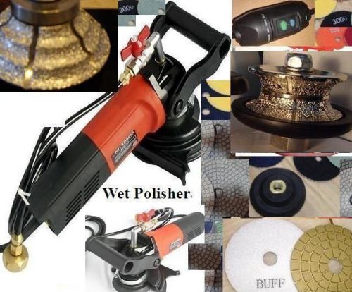 Wet polisher 3/4&#034; triple waterfall tb20 v20 full bullnose 30 pad free buff stone for sale