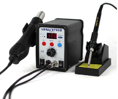 Yihua 2in1 soldering solder station smd rework iron with hot air gun 8786d 220v for sale