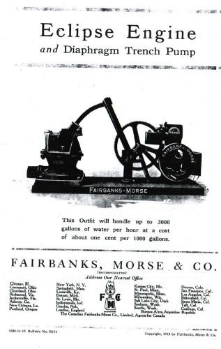 Fairbanks Morse Eclipse Engine diaphragm trench pump book hit miss gas motor
