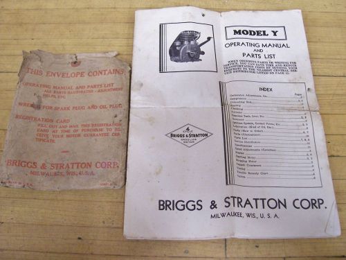 Vintage Original Briggs and Stratton Model Y Gas Engine Manual