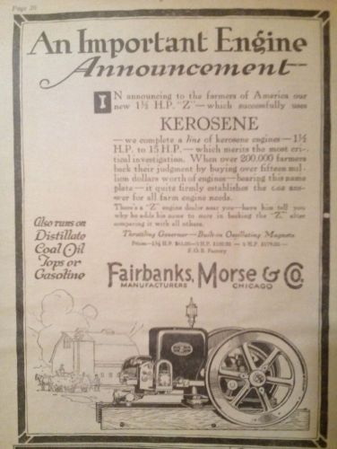 1919 Fairbanks, Morse and Co. Antique hit and miss motor ad