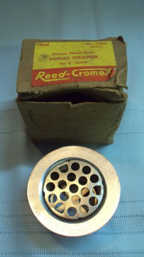 Reed-Cromex Duplex Strainer for 2in.Drain Outlet Chrome Plate &amp; Brass #1353