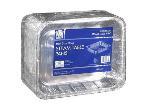 Baker Disposable Aluminum Foil Steam Table Roasting Pans - Half Size - 30 ct