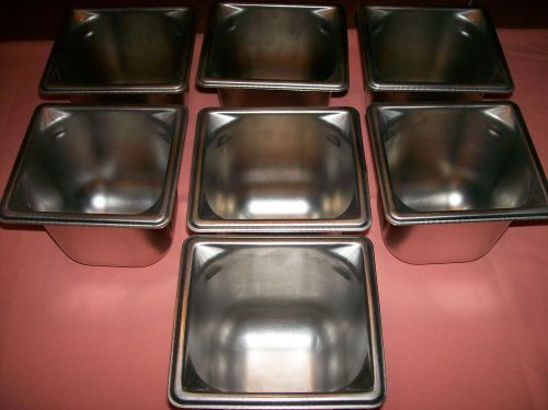 Lot of 7 Vintage Vollrath Deep Stainless Steel Steam Table Pans 2.3 QTS NSF