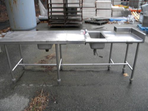 STAINLESS STEEL PREP TABLE - 8&#039; X 27&#034; X 35.5&#034; GOOD CONDITION