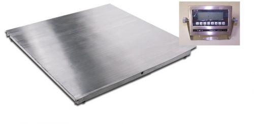 Stainless Steel Floor Scale 36&#034;X36&#034;,Washdown 2500 lb X 0.5 lb, SS indicator,New