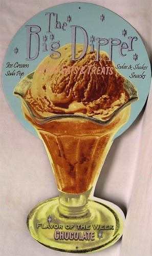 The Big Dipper Chocolate Sundae Restaurant Diner Fast Food Ice Cream Metal Sign