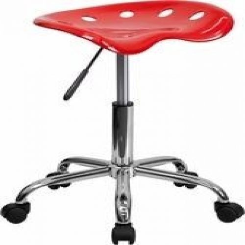 Flash Furniture LF-214A-RED-GG Vibrant Red Tractor Seat and Chrome Stool
