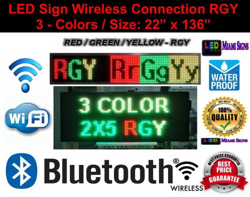 LED Sign 3Color Wireless Connection 136&#034; RGY Programmable Outdoor Message Wi-Fi