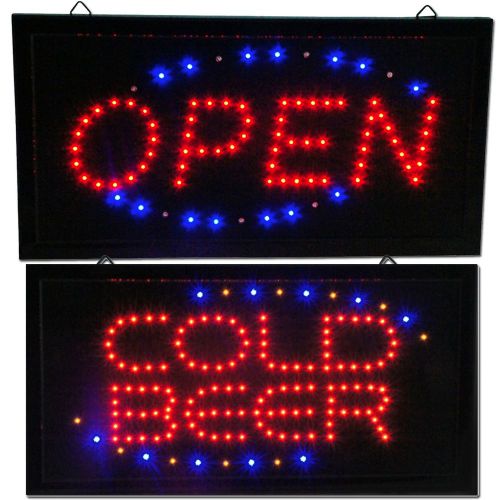 OPEN &amp; COLD BEER LED animated Store Sign neon bright Display shop bar pub drink