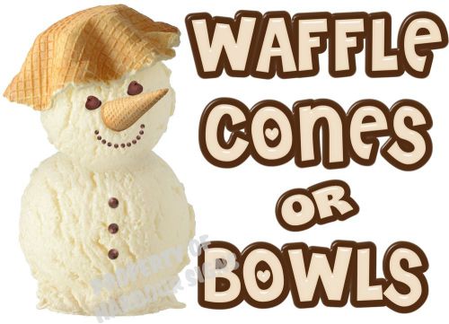 Waffle Cones Bowls Ice Cream Decal 14&#034; Concession Food Truck Restaurant Vinyl