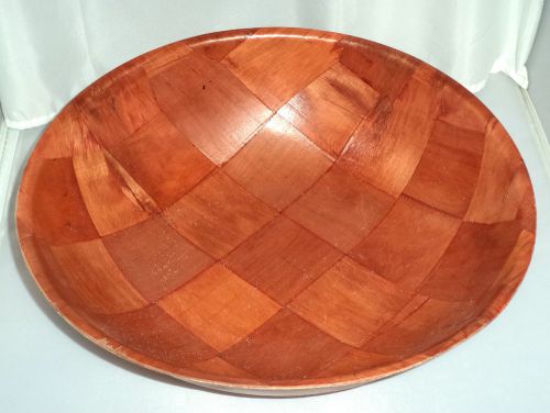 Large 12&#034; Diameter Woven Wood Salad Bowl, Great for Rolls &amp; Fruit Too!