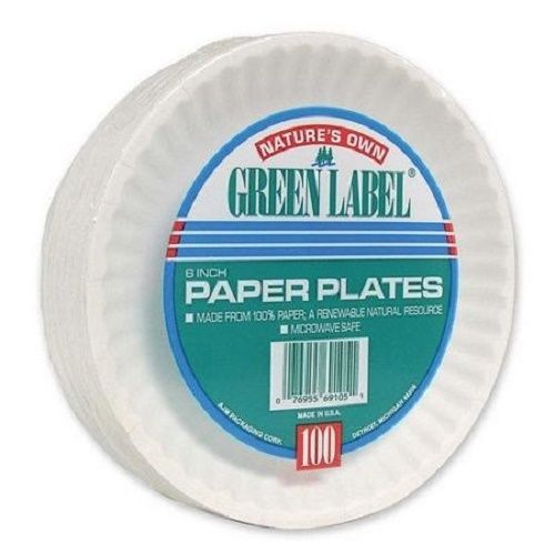 AJM Packaging Corporation (1000 Per Container) 6&#039;&#039; Paper Plates in White