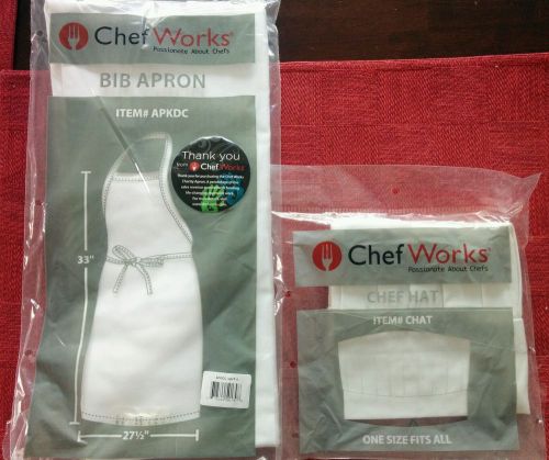 Chef Works White Bib Apron and Hat APKDC CHAT