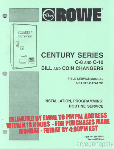 Rowe Century Series C-8 &amp; C-10 Manual (84 Pages) Catalog PDF sent by email
