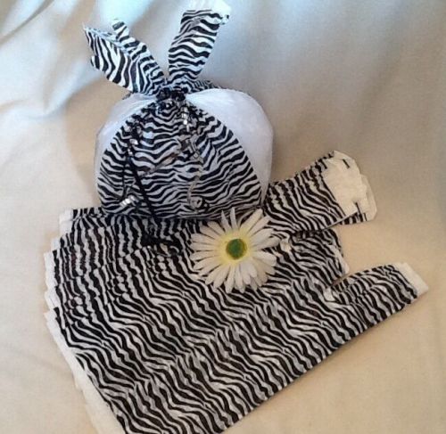 50 - PLASTIC ZEBRA ANIMAL PRINT BAGS 16 x 8 x 5 Merchandise T-shirt Retail Bags