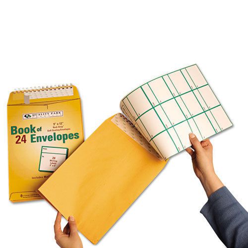 Redi-Strip Envelope Book with Labels, Brown Kraft, 24/Pack