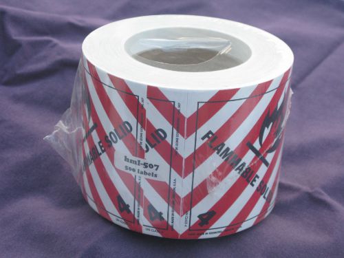Adhesive Labels Flammable Solid  4 X 4 - 500 labels