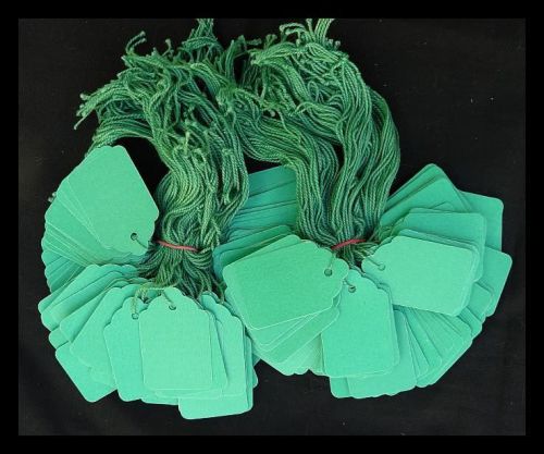 500 GREEN Strung Price Tags 42 x 27 mm Traditional Tie On Swing Tags Size 25