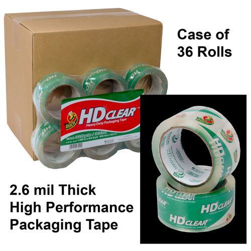 Carton of 36 Rolls, Duck HD Clear, 2.6 mil, Packaging Tape 1.88&#034; x 54.6 yd.