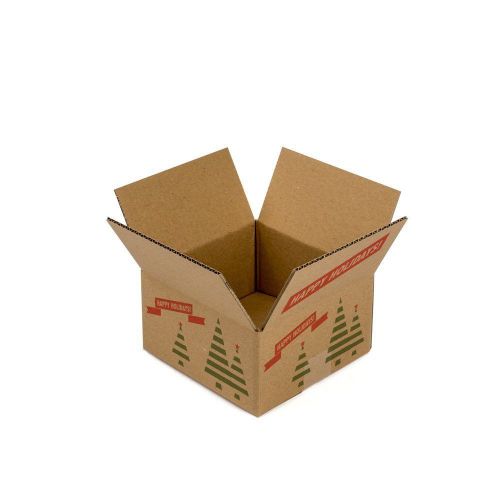8x8x4 Inch Cardboard Box pack of 10 boxes Holiday  Christmas Style Shipping Box