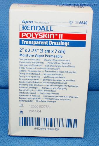Kendall Polyskin II Transparent Dressing 2&#034; x 2.75&#034; Box of 100 6640 NOS