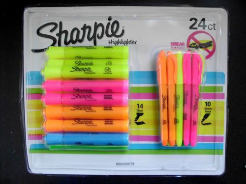 Sharpie 24 Count No Smear, Assorted Colors, Tank/Pocket Style