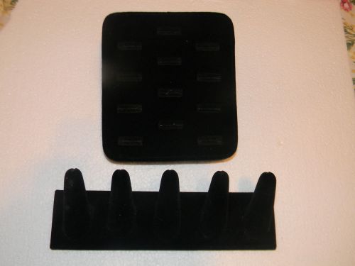 2 black velvet showcase counter top displays 5 finger &amp; 12 slot euc for sale