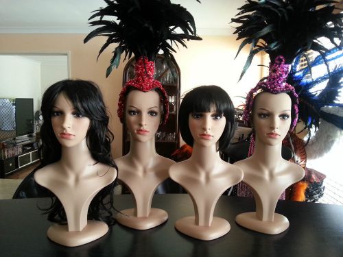 4 X Long Neck Mannequin HEADS (4 Pieces !) Brand New Models LifeLike Appearance