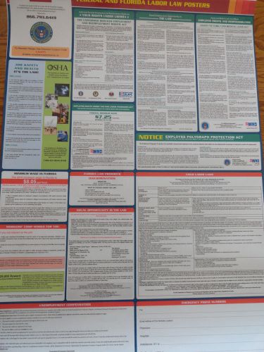 2015 Federal and Florida State All-In-One Labor Poster Laminated 23&#034;x33&#034;