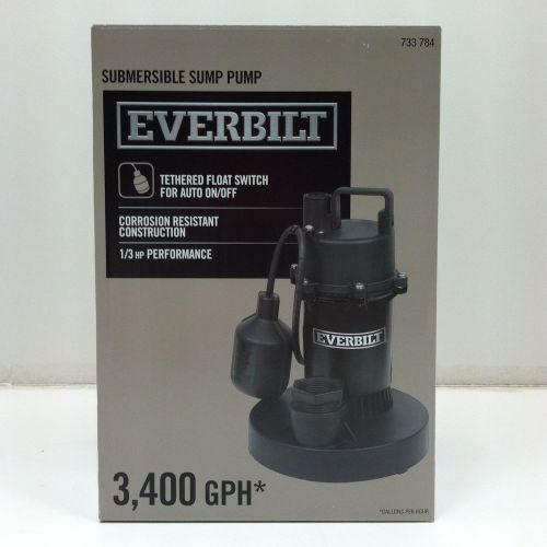 Everbilt 1/3 hp submersible sump pump 3400 gallons per hour ponds pools new $128 for sale
